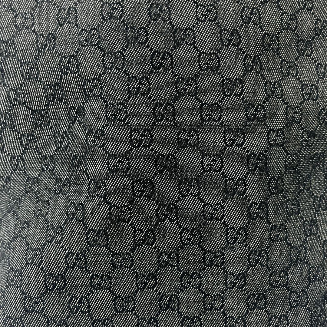 美品 GUCCI グッチ GGキャンバス トートバッグ ブラック レザー