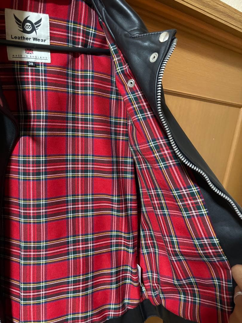 ライダースジャケット 黒 チェック柄裏地 ライダースジャケット 黒 チェック柄裏地