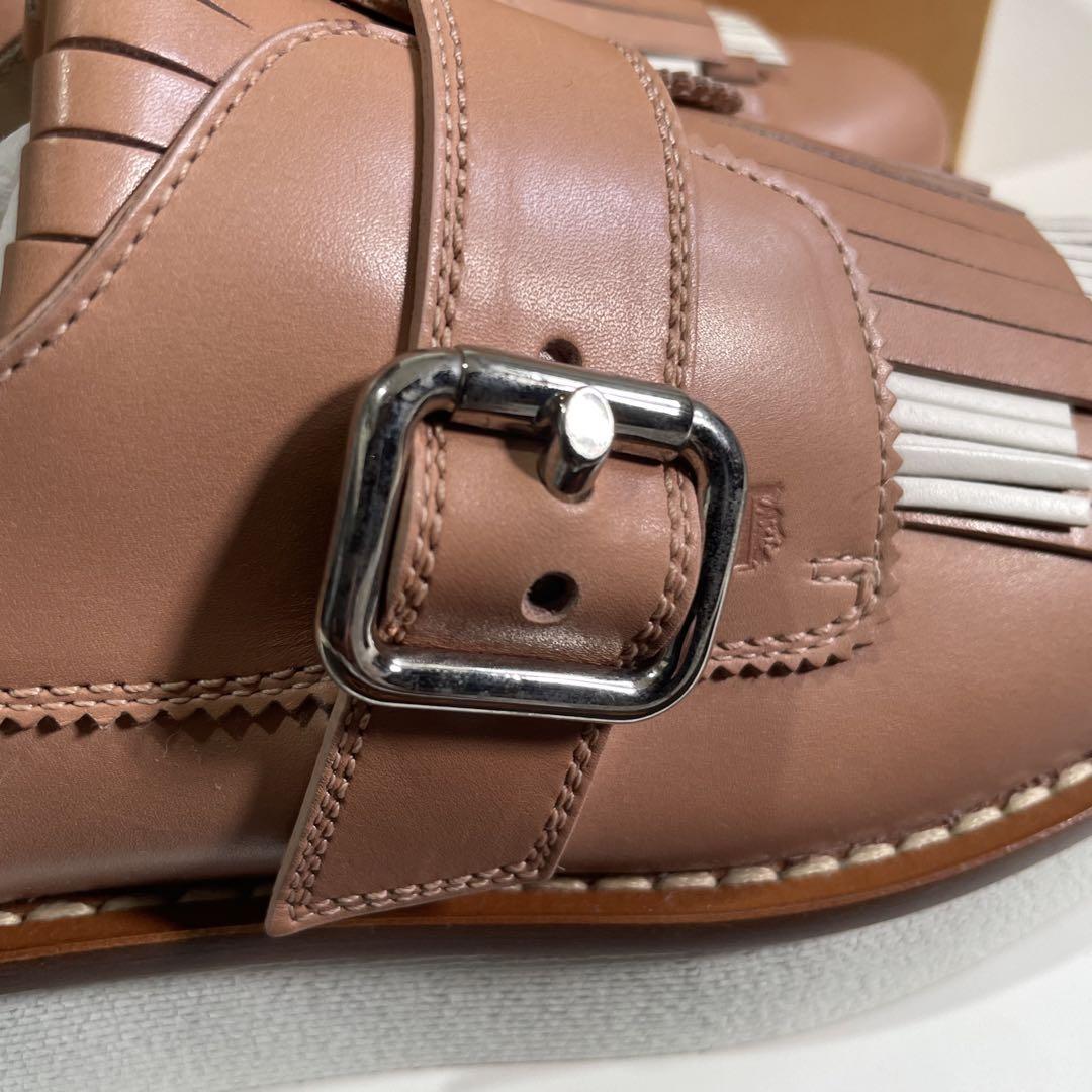 TOD'S 厚底ヒールローファー 38 フリンジデザイン イタリア製