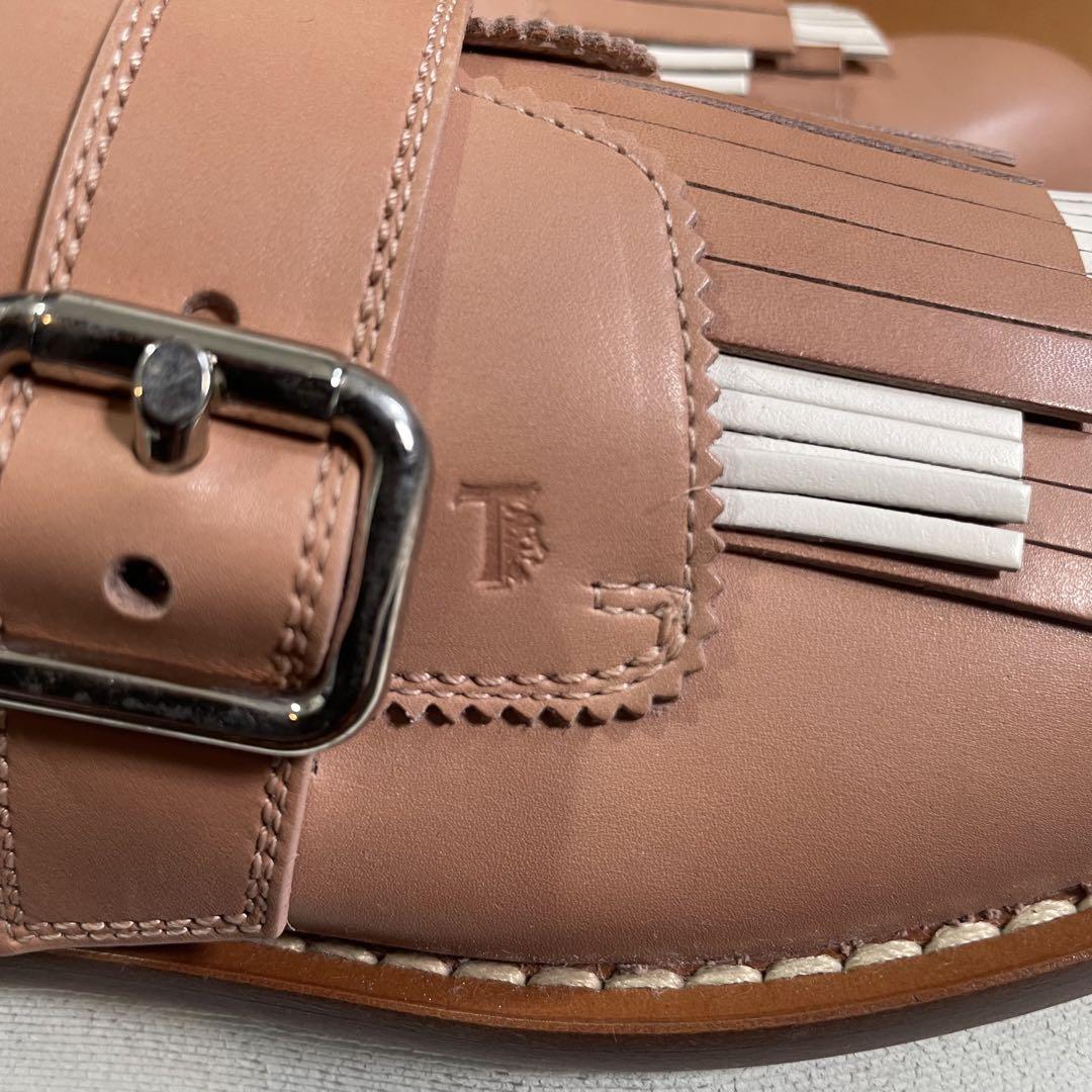 TOD'S 厚底ヒールローファー 38 フリンジデザイン イタリア製