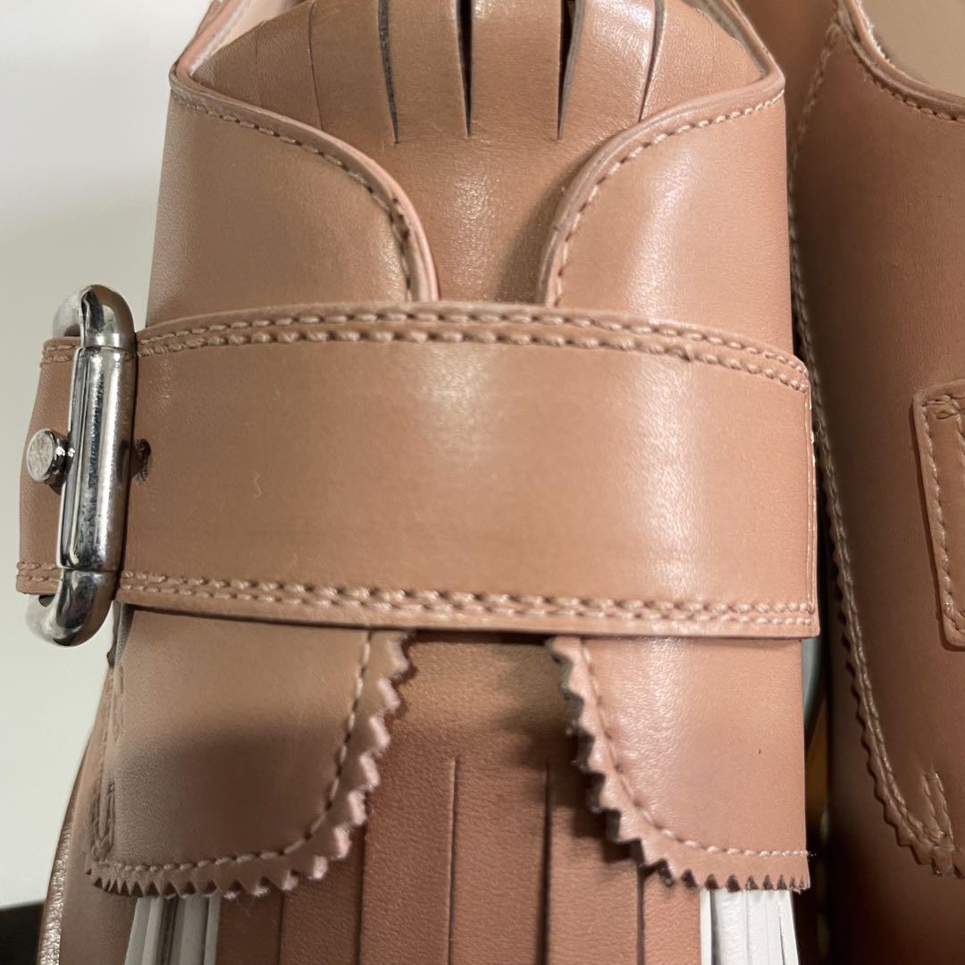 TOD'S 厚底ヒールローファー 38 フリンジデザイン イタリア製