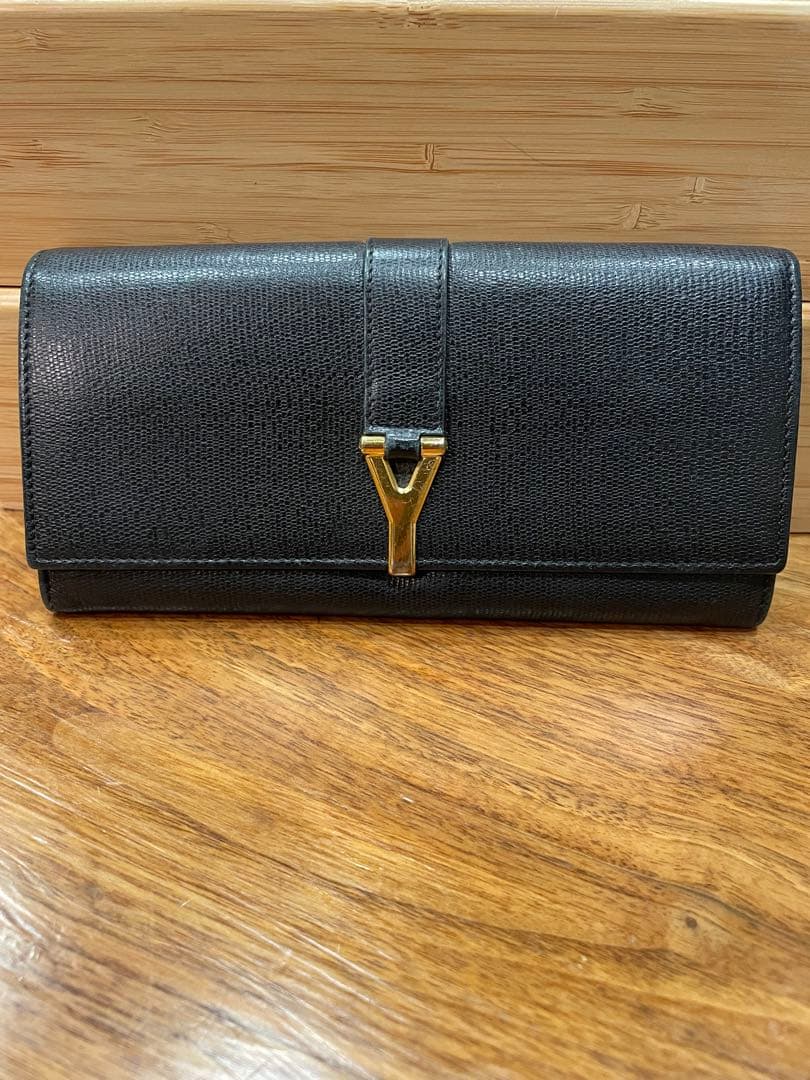 ブラックレザー長財布 Y型金具付き