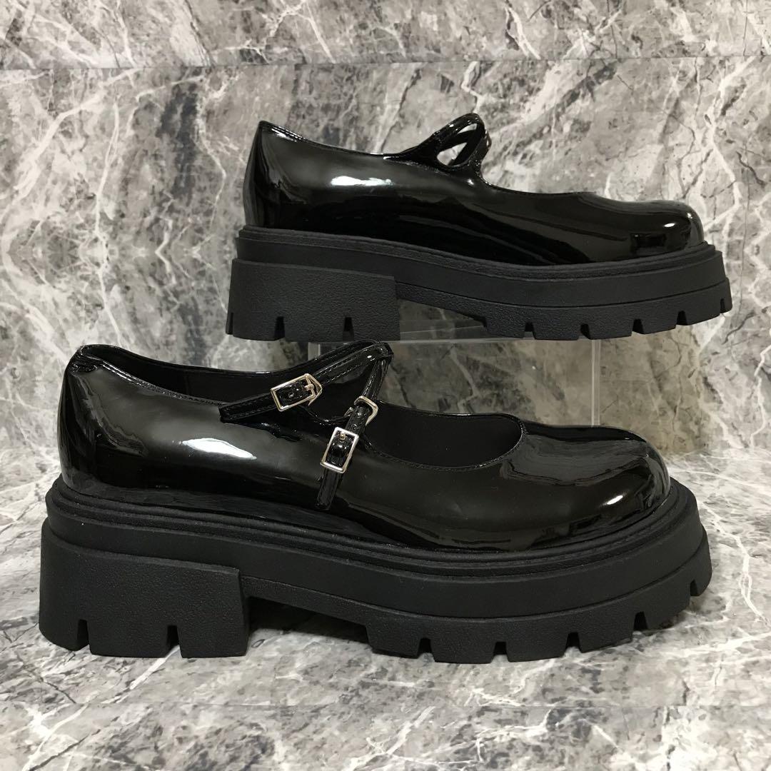 ✨未使用級✨ epine ダブルストラップ　ゴア　パンプス　エナメル　厚底　黒