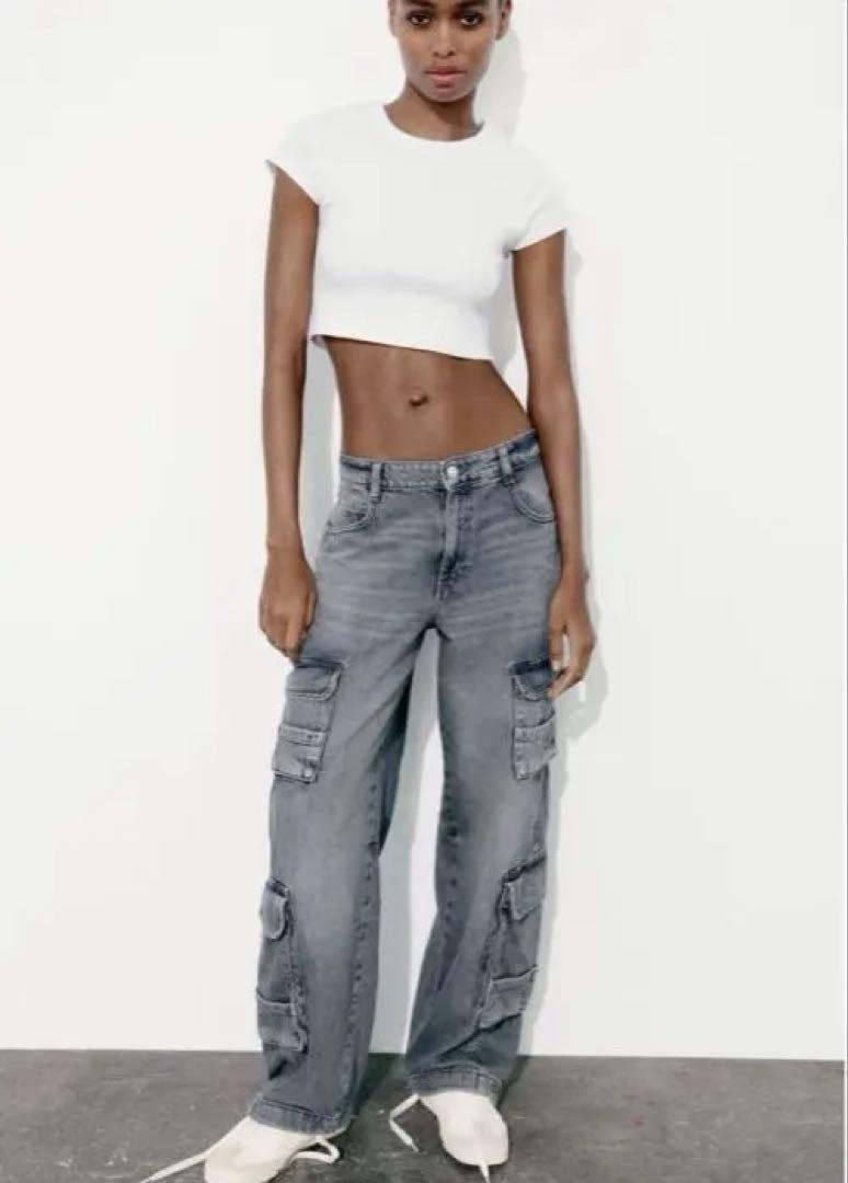 ZARA ミッドライズ　カーゴデニムパンツ［新品未使用］