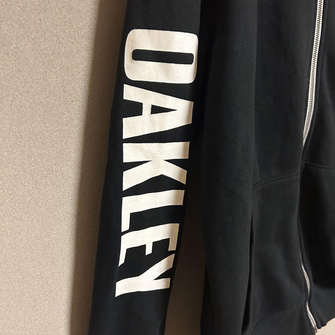 【超希少】old oakley ジップ パーカー デカロゴ プリント 黒 白 美