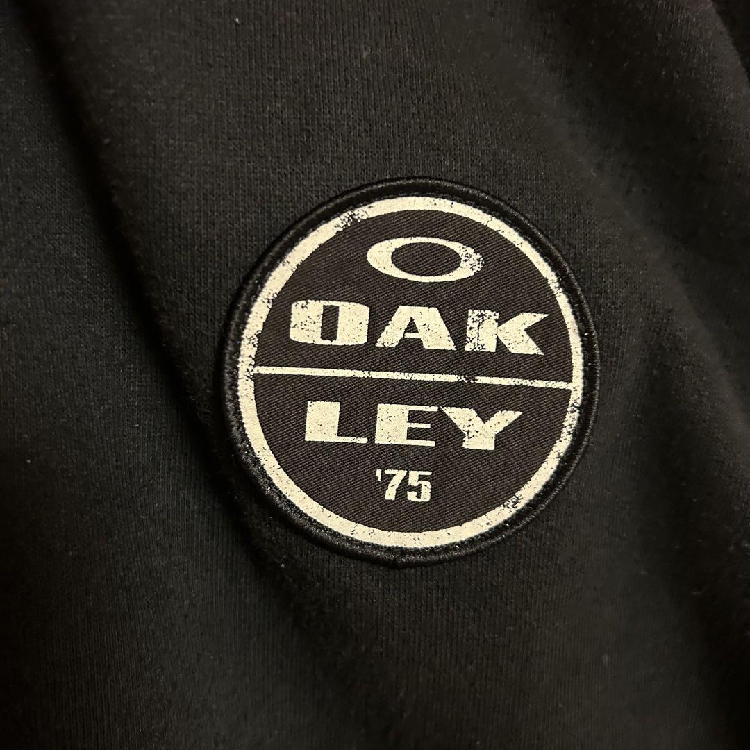 【超希少】old oakley ジップ パーカー デカロゴ プリント 黒 白 美