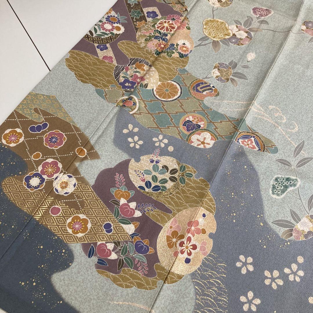 金駒刺繍 金彩 一つ紋 色味の良い 付下げ 訪問着 正絹 T-5942 金駒刺繍 金彩 一つ紋 色味の良い 付下げ 訪問着 正絹 T-5942