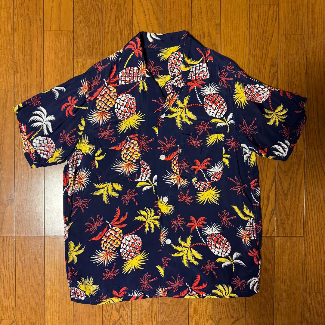 50s ハワイアンシャツ アロハシャツ 開襟シャツ パイナップル レーヨンシャツ