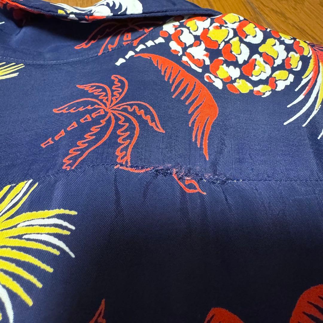 50s ハワイアンシャツ アロハシャツ 開襟シャツ パイナップル レーヨンシャツ