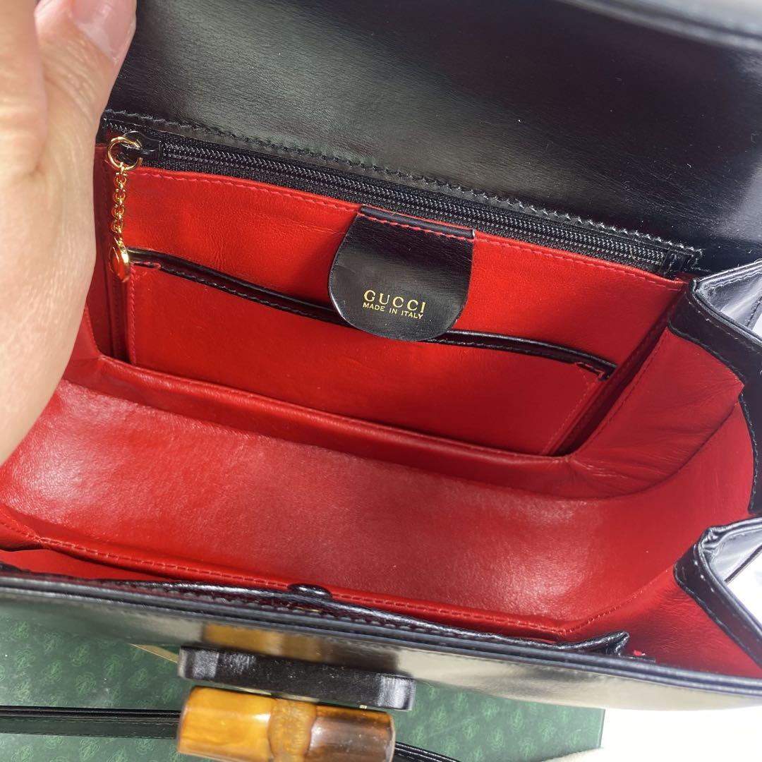 極美品　GUCCI ブラック レザーバッグ バンブー　2way