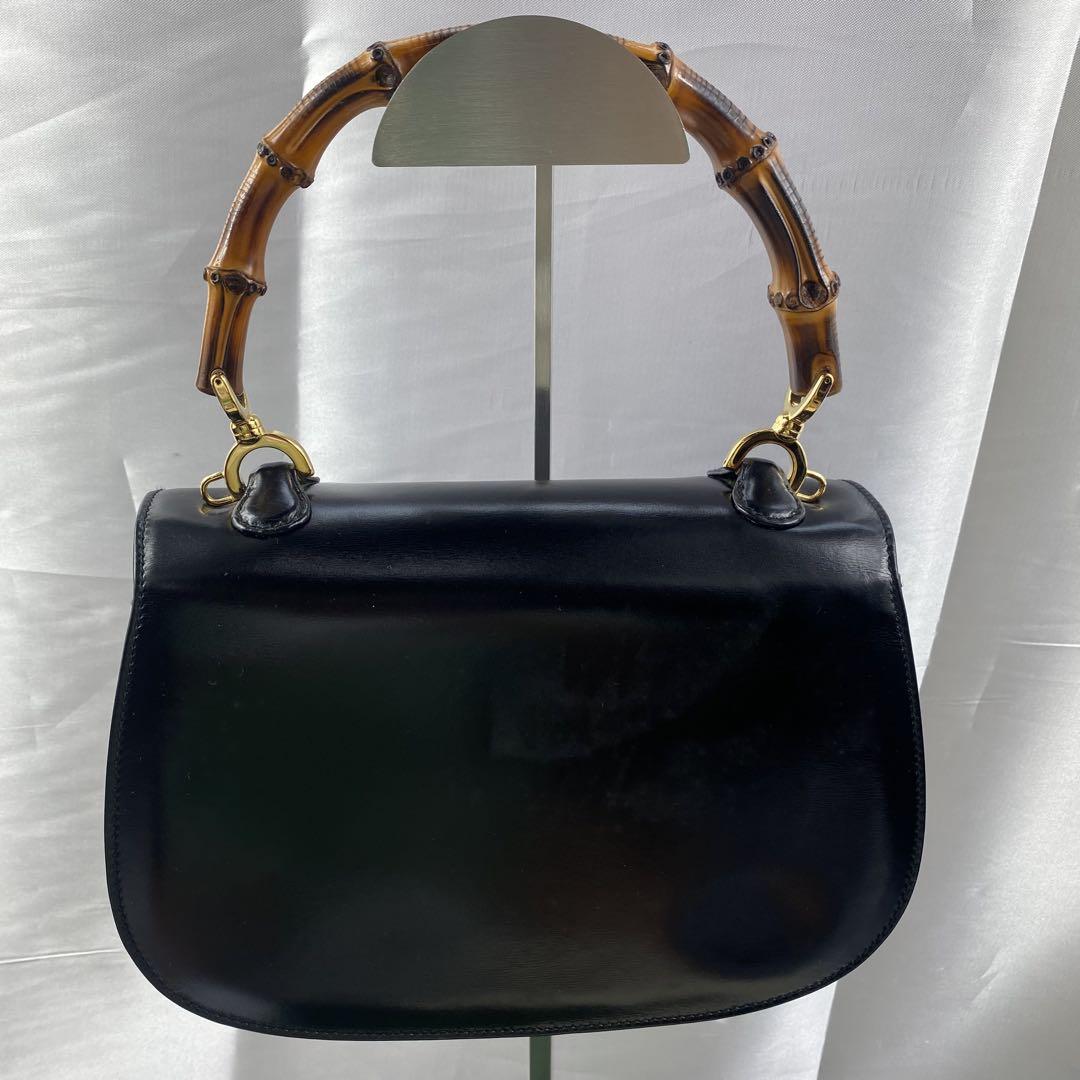 極美品　GUCCI ブラック レザーバッグ バンブー　2way