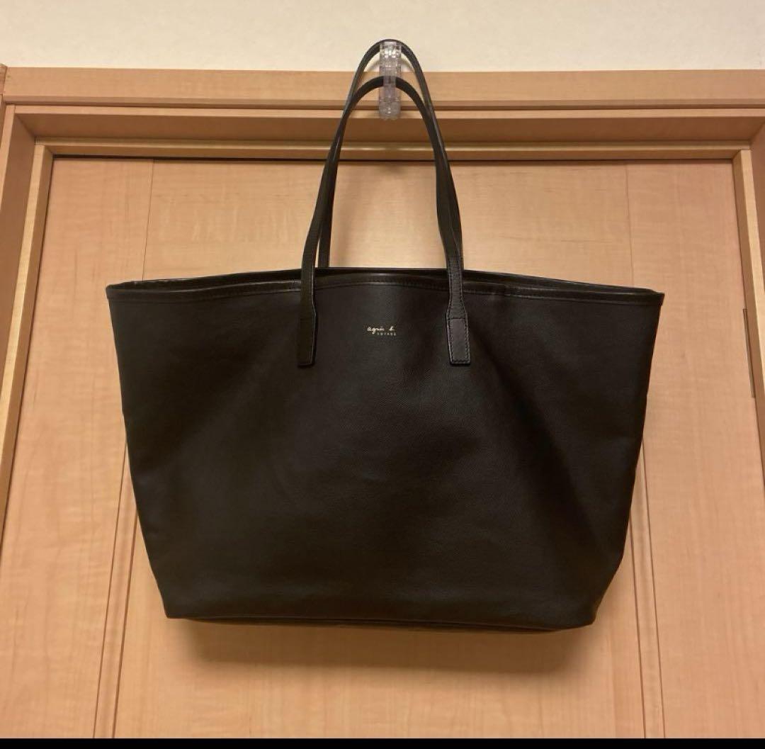 アニエスベー トートバッグ 黒 × 青