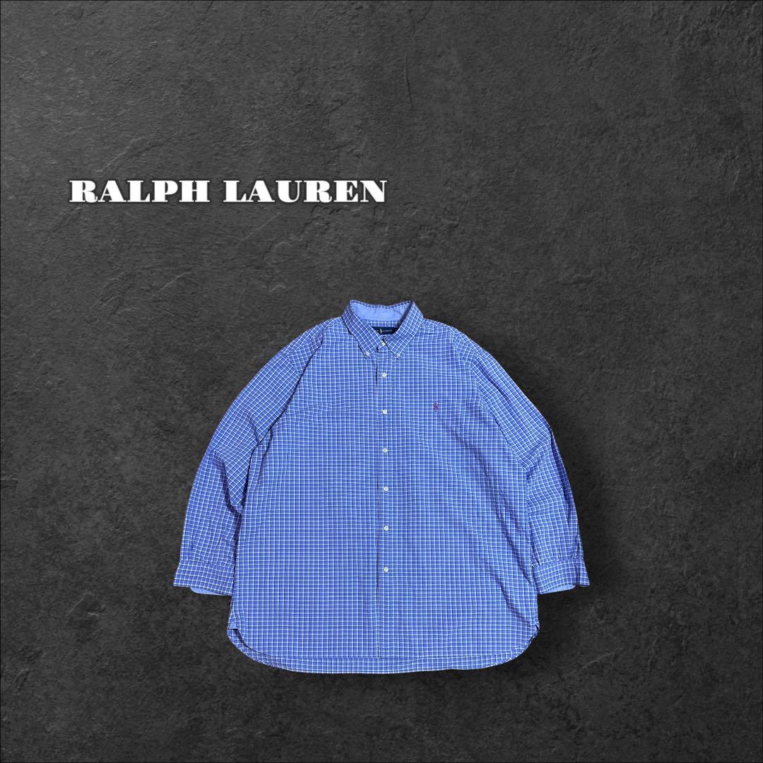 Ralph Lauren ラルフローレン チェック ボタンダウン ブルー 刺繍
