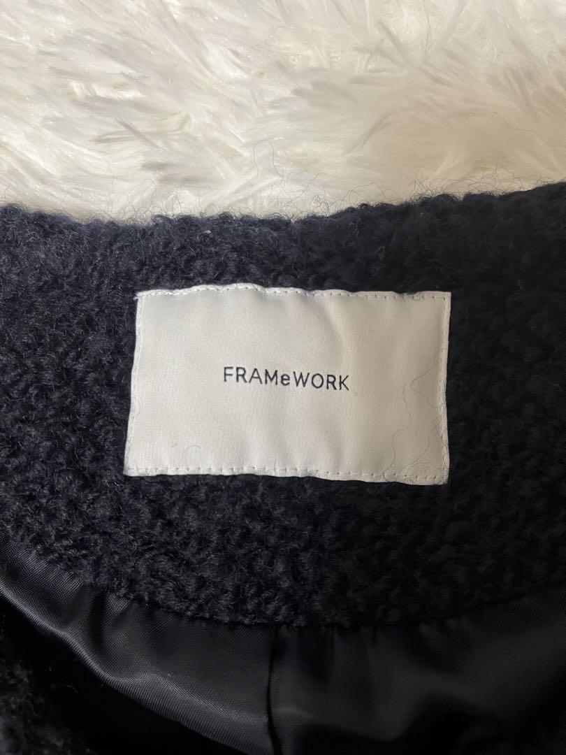 FRAMeWORK フレームワークス ノーカラーコート ネイビー 38