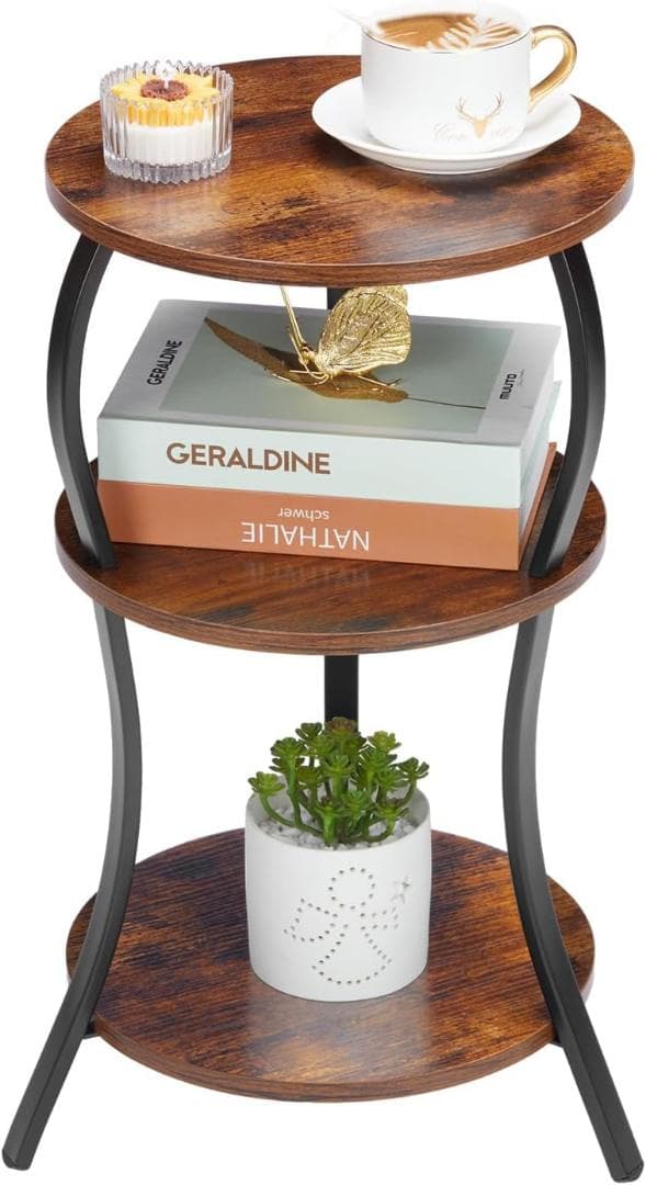 サイドテーブル　丸　木製　ベッド　おしゃれ　リビング　組立簡単