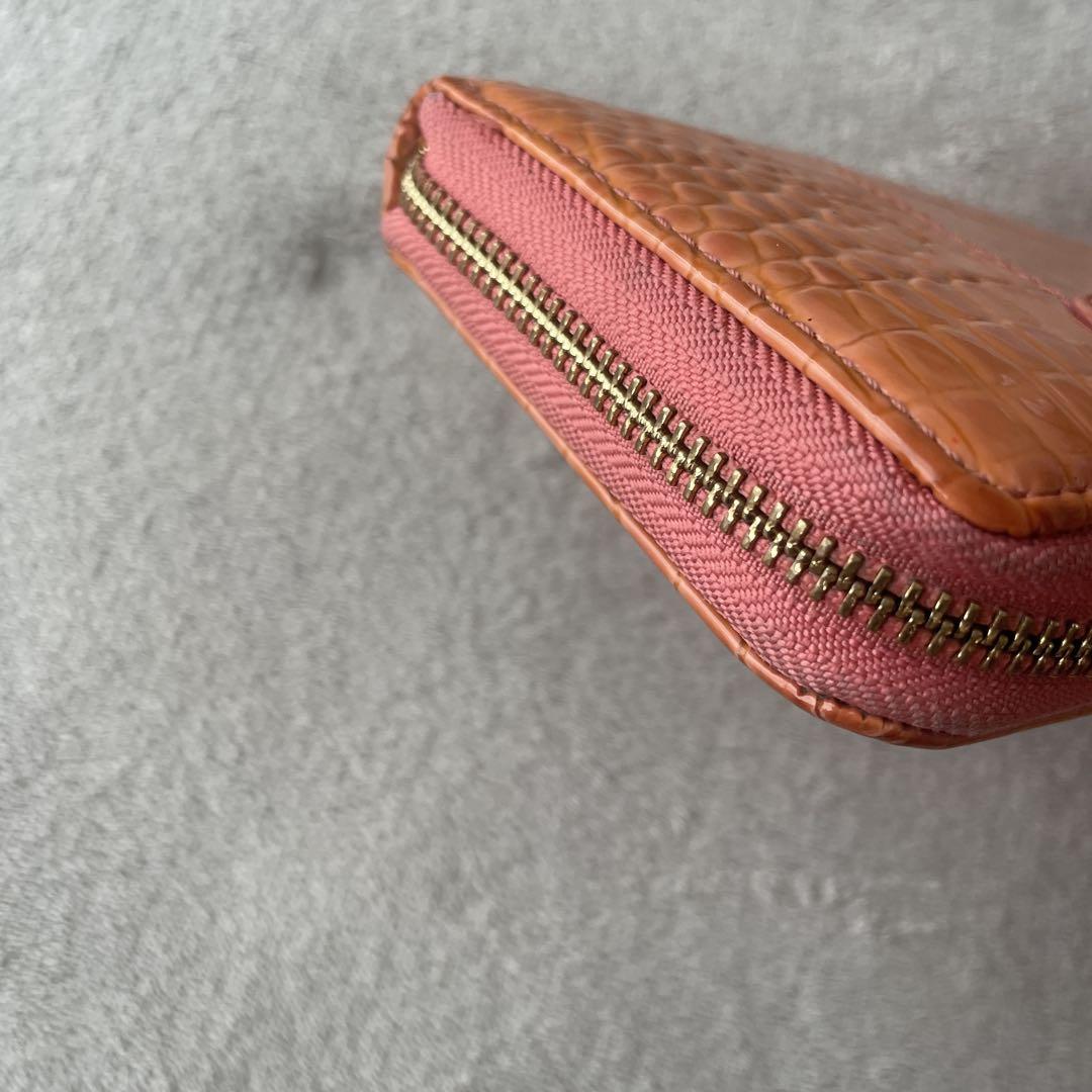コーチ　長財布　49976 クロコダイル型押し ライトピンク　未使用に近い ☆COACH コーチラウンドファスナー長財布 クロコダイル型押