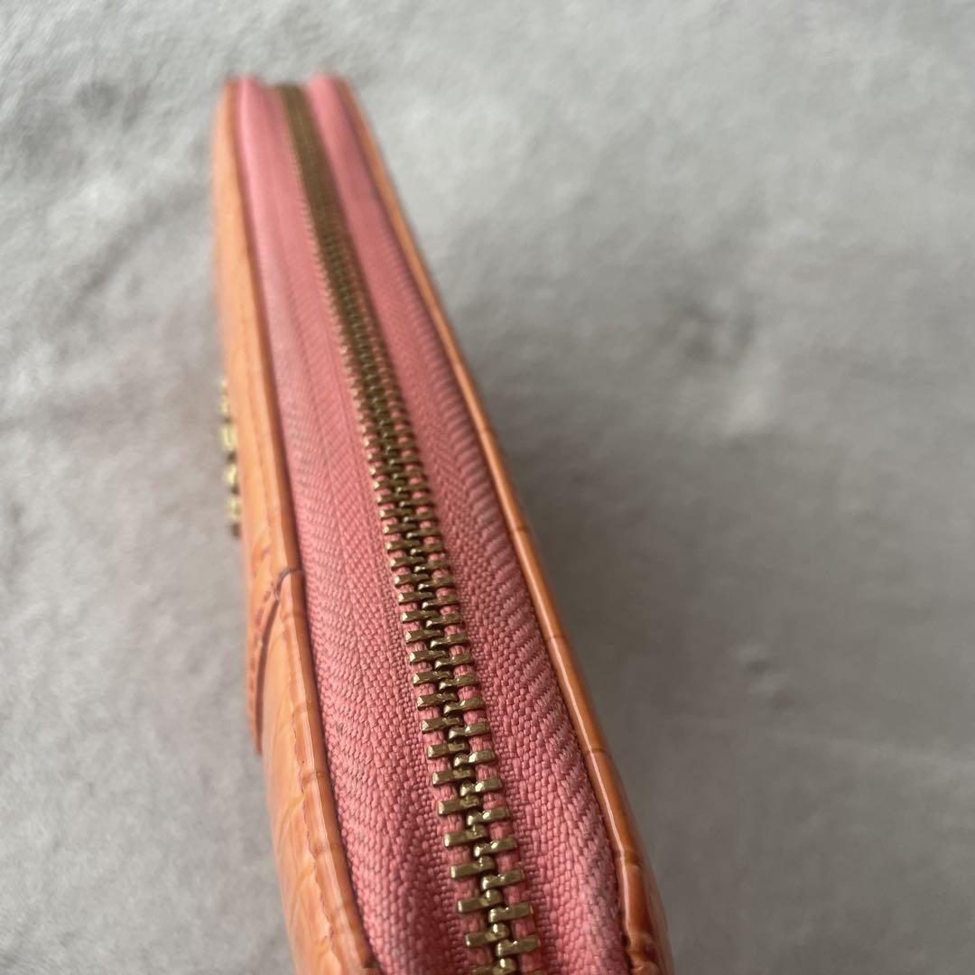 コーチ　長財布　49976 クロコダイル型押し ライトピンク　未使用に近い ☆COACH コーチラウンドファスナー長財布 クロコダイル型押