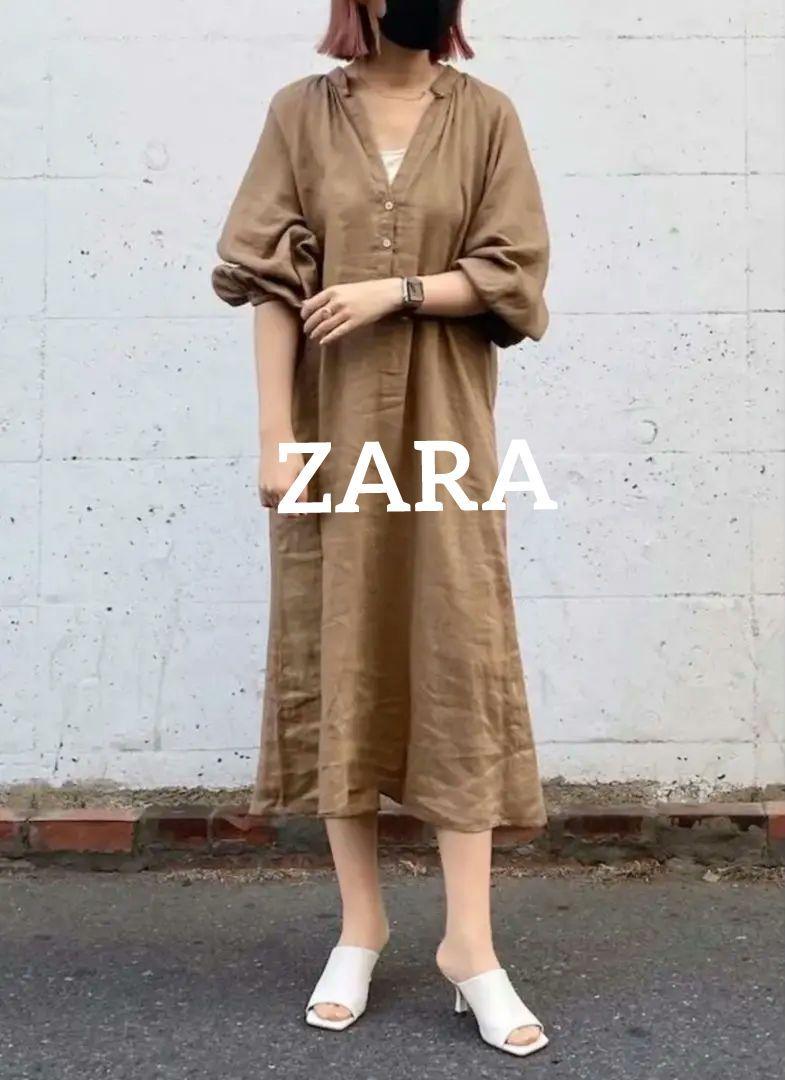 ZARA　リネン地ミディ丈ワンピース　未使用