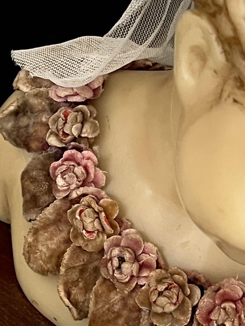②アンティーク　布花　薔薇　フランス　ビスクドール 花冠　ハンドメイド　素材 ①アンティーク 布花 薔薇 フランス ビスクドール 花冠