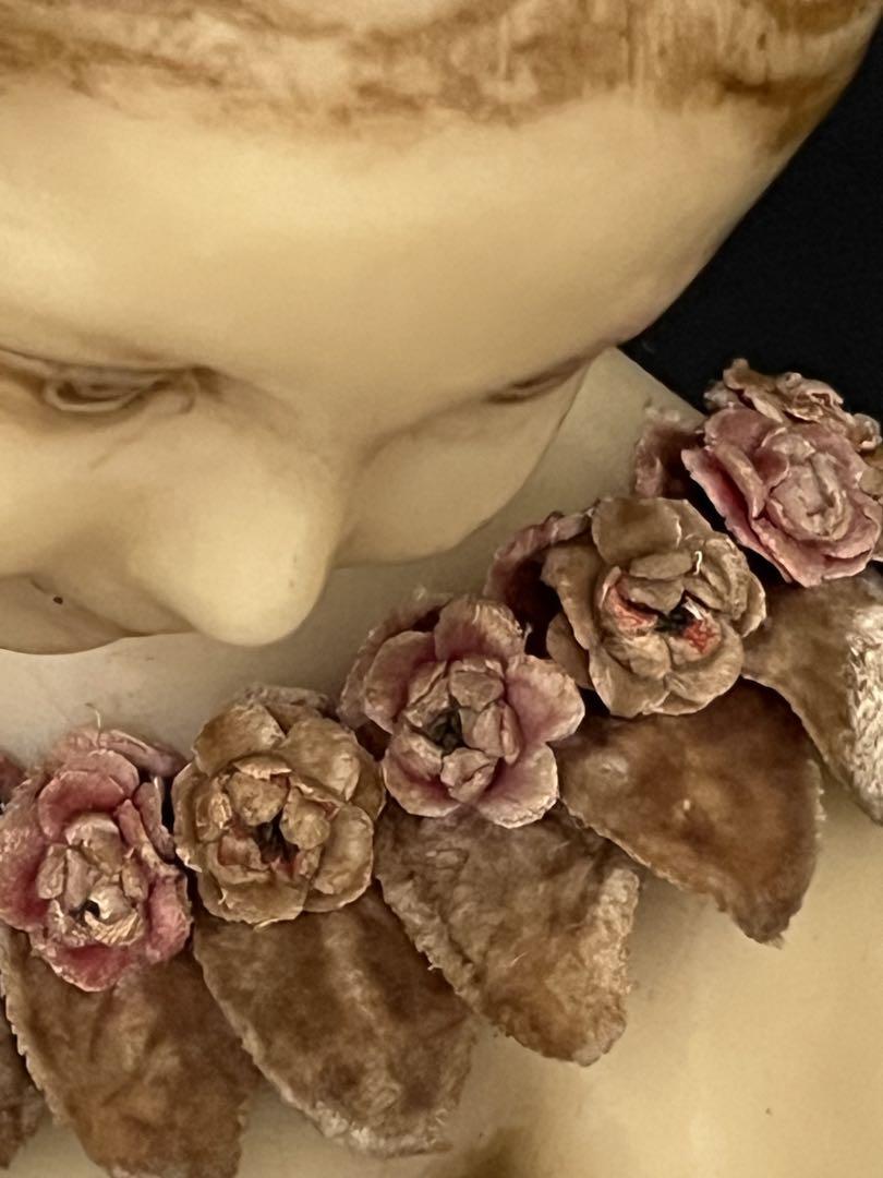 アンティーク フランス 薔薇 ローズ 布花 花冠 ビスクドール