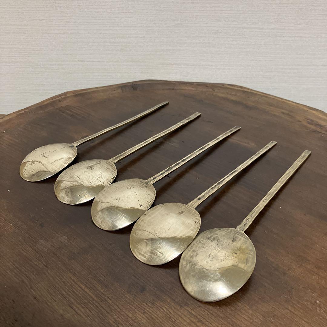 李朝スッカラ5点　(aR35)韓国スプーン.アンティーク.ヴィンテージ.骨董品