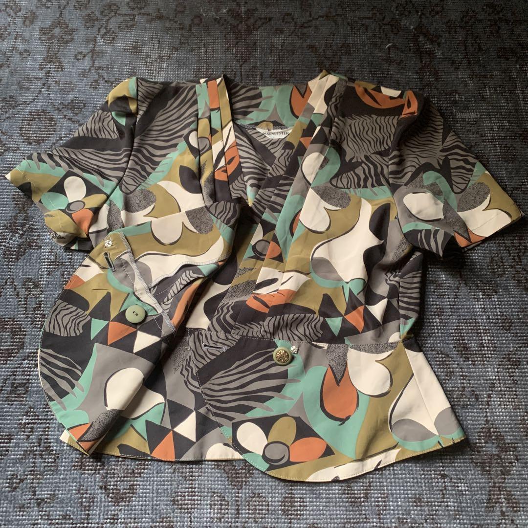 珍品 90s 総柄シャツ レトロ モード vintage アート 半袖 希少