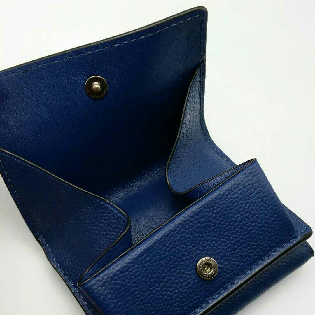 最新作 COACH 三つ折り財布 新品 ブルー×青 レザー メンズ