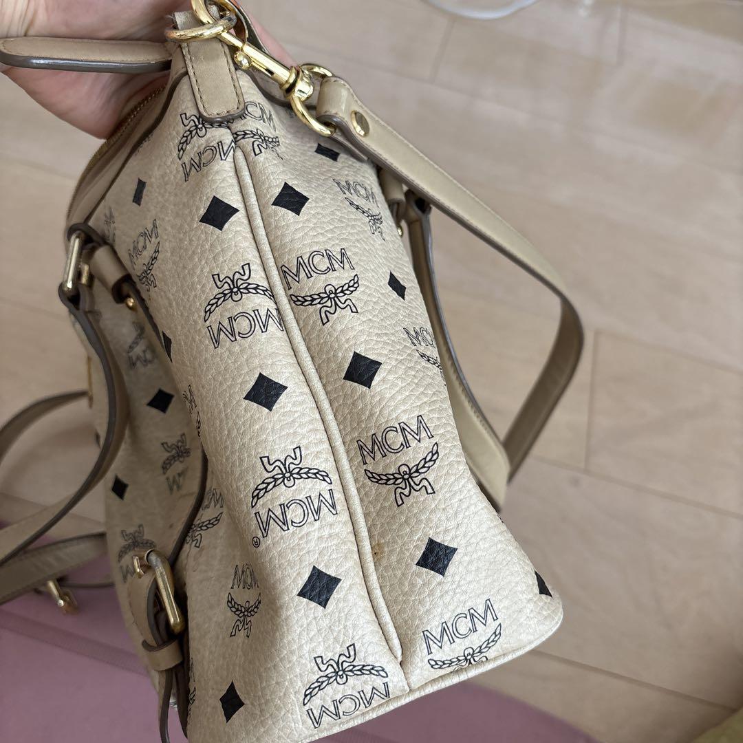MCM ロゴプリント トートバッグ ベージュ