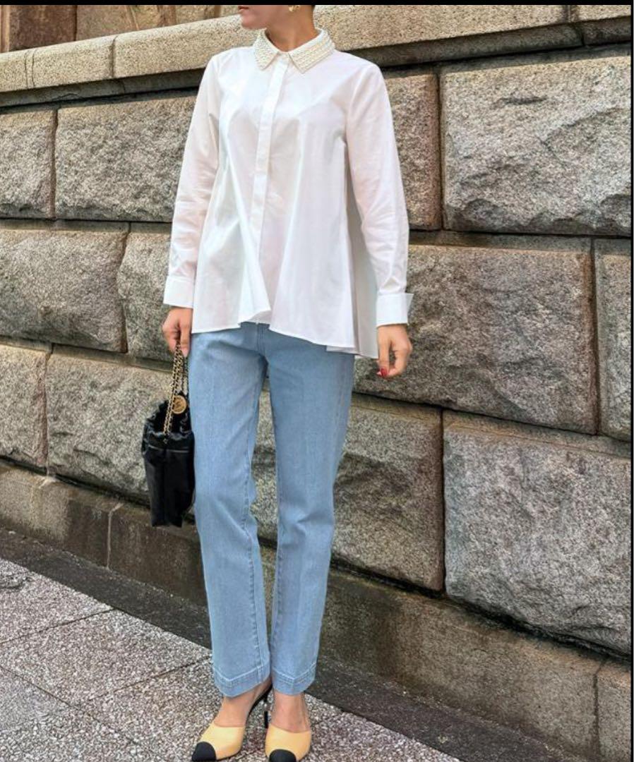 完売品　ジェンヌ　パリジェンヌ大人美脚デニムストレート ライトブルー