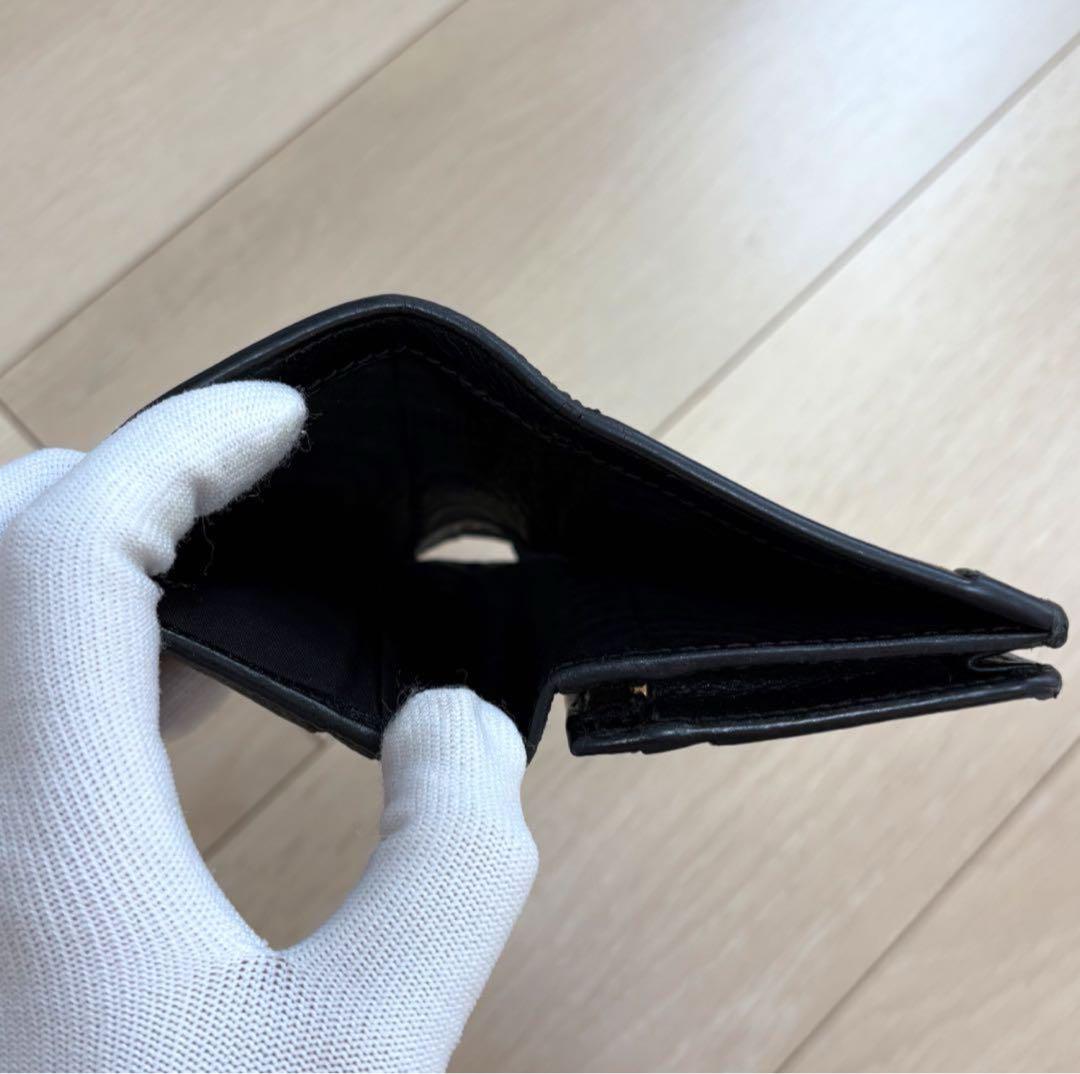 美品✨鑑定済 グッチ 二つ折り財布 GGマーモント シェリーライン ブラック
