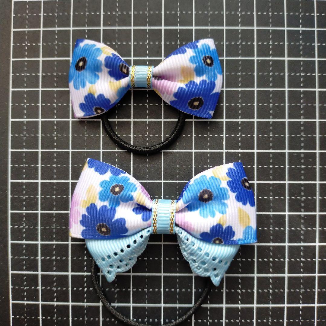 【620】花柄リボンキッズヘアゴム4個セット 【620】花柄リボンキッズヘアゴム4個セット