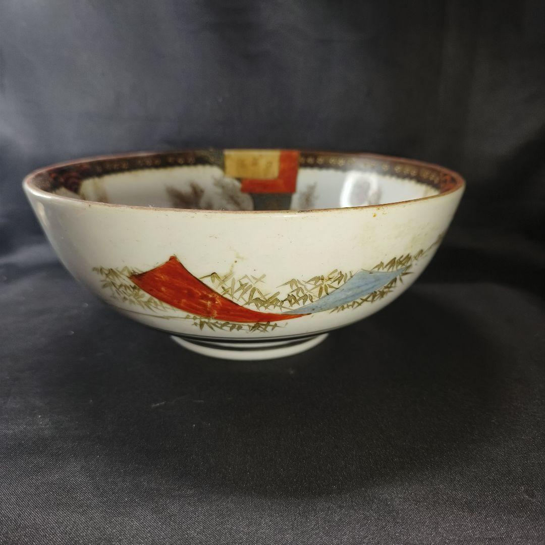 人気ブランド新作豊富 明治九谷焼 手描き深鉢 山小屋風景文 青粒 古美術品 骨董 蒐集家 工芸品