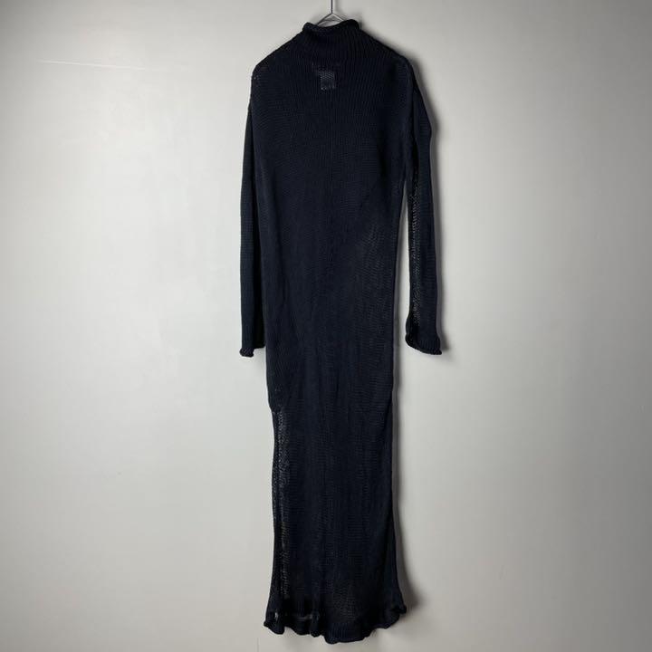 2022定番人気 ヨウジ a1ロングニットワンピース ブラックマキシ丈 EH9hr-m74353570707 ヤマモト ファム97SS 特価再入荷