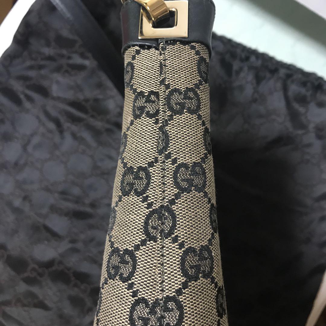 GUCCI グッチ ショルダー バッグ 黒 ワンショルダー GG 柄 キャンバス