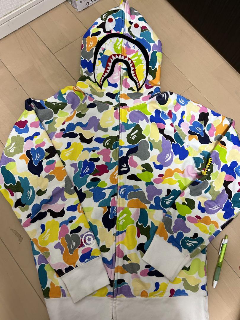 エイプ A BATHING APE マルチカモ シャークパーカー L