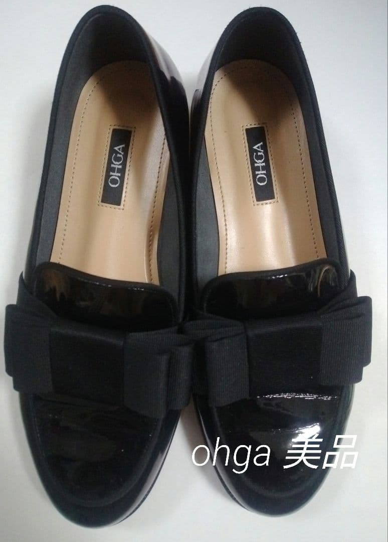 tomoさま専用です！ OHGA エナメルリボンローファー OHGA ブラックリボンローファー 22,5㎝ - メルカリ