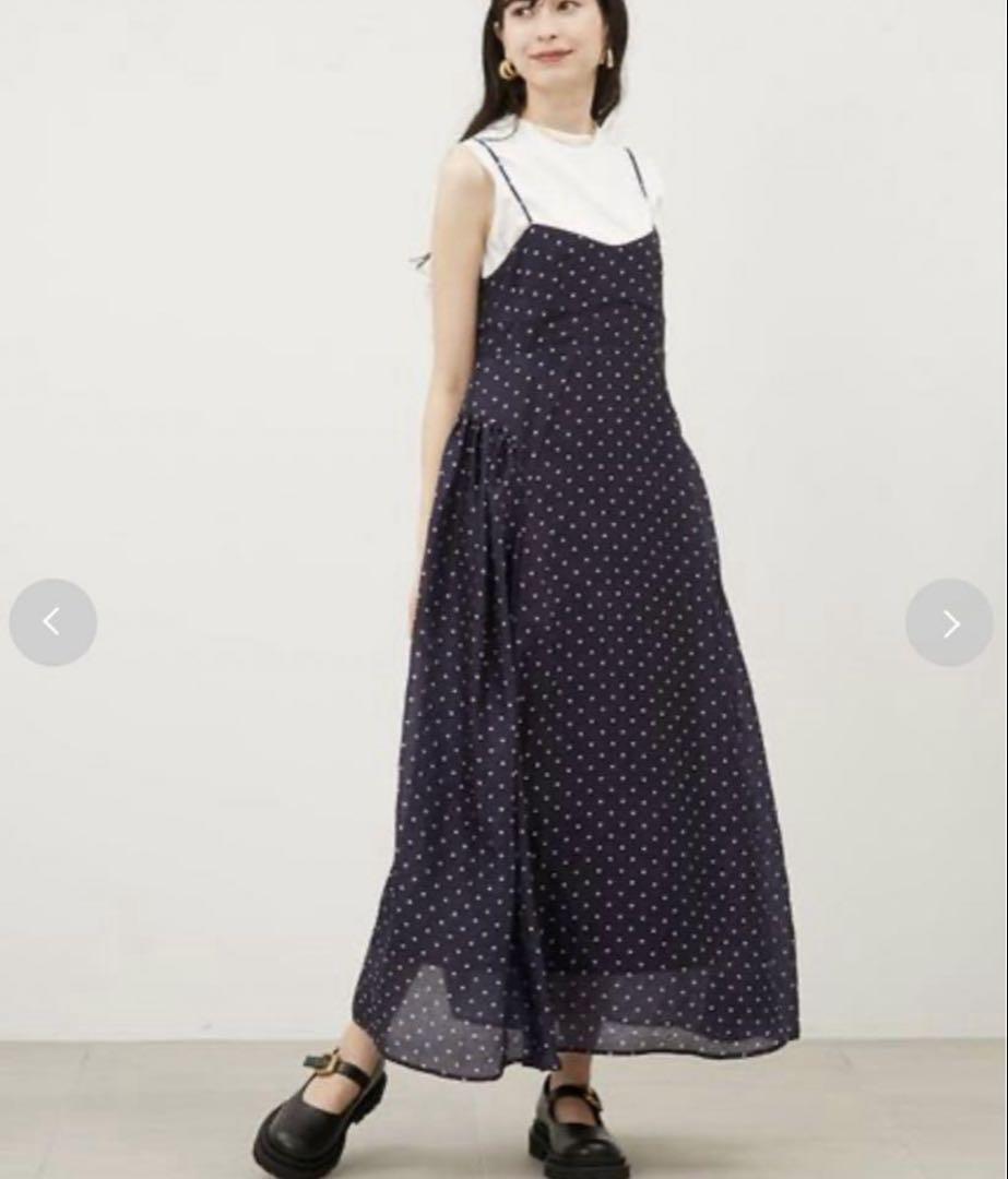 新品　Mila Owen カットレイヤードパネルボリュームワンピース ドット