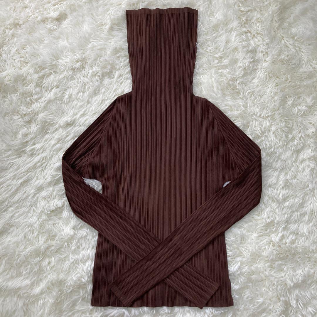 ISSEIMIYAKE　プリーツプリーズ　ハイネック　長袖カットソー　サイズ３