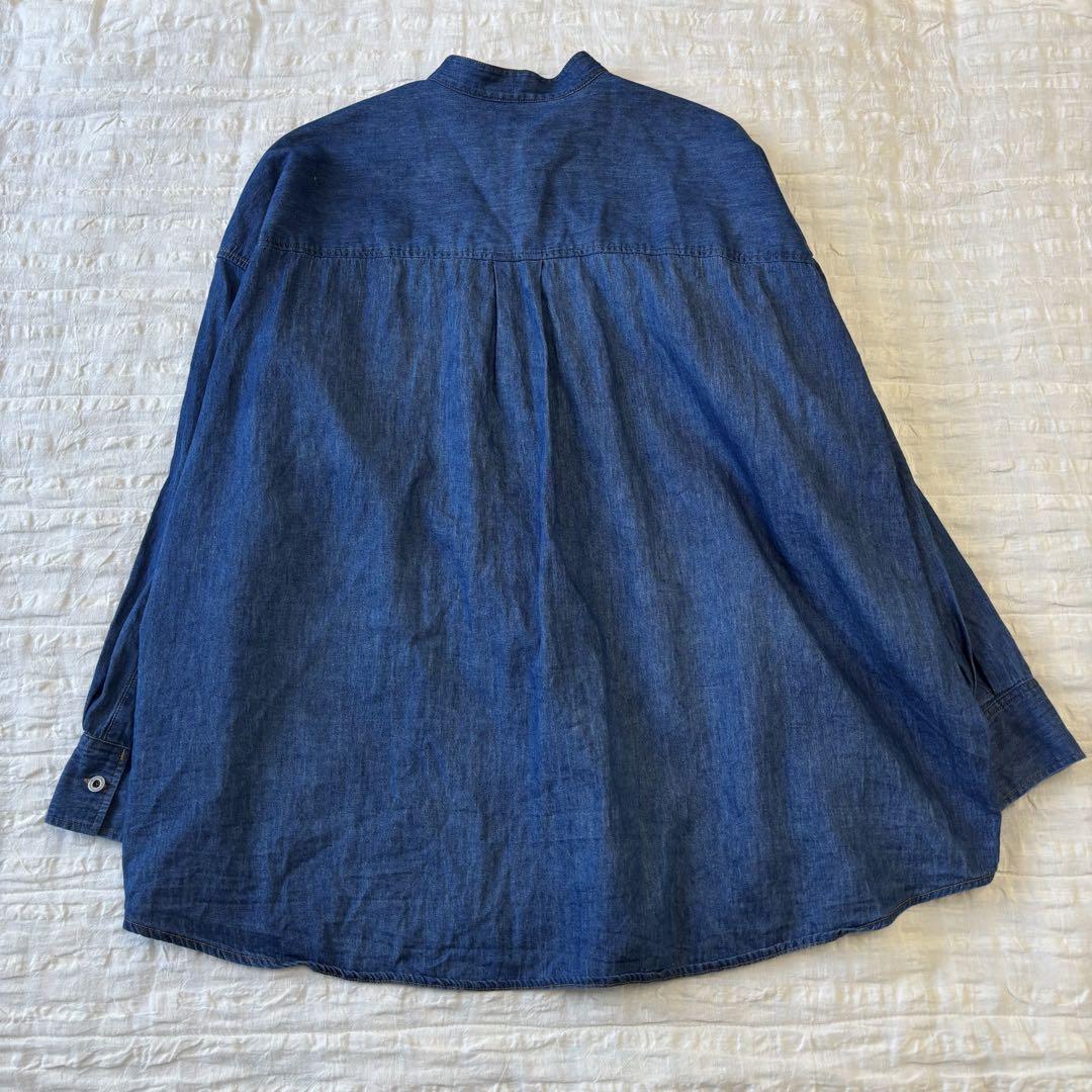 【美品】アーバンリサーチ　バンドカラーデニムシャツ　ゆったり　インディゴ