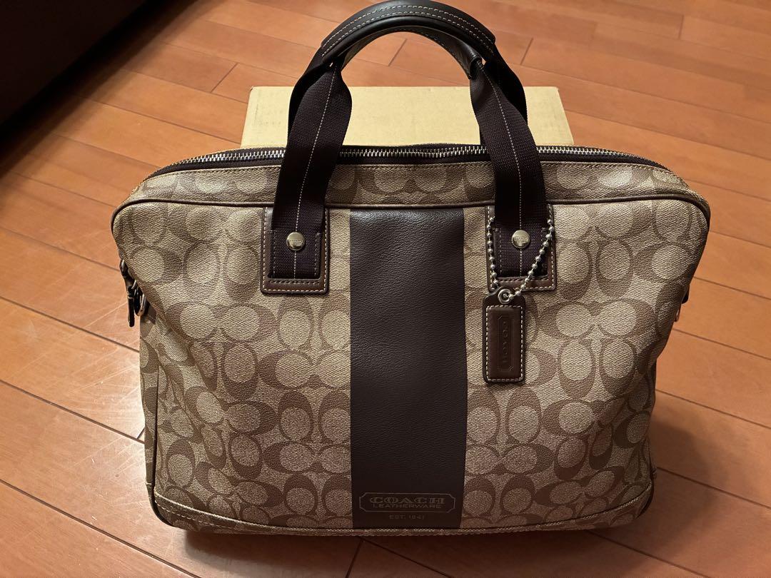 コーチ ビジネスバッグ ブラウン キャンバス PVCレザー　COACH