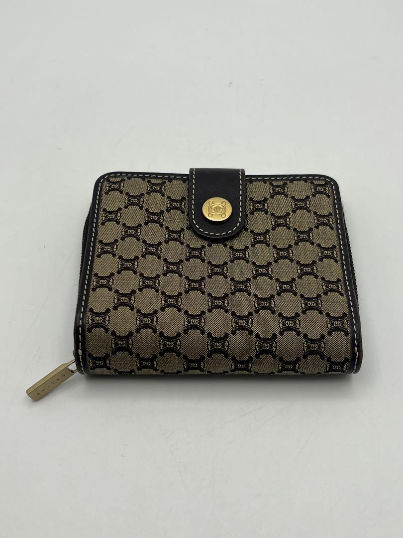 レア✴︎美品✴︎CELINE マカダム柄 キャンバス×レザー 二つ折り 財布