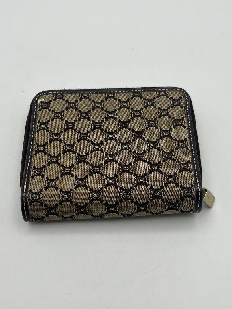 レア✴︎美品✴︎CELINE マカダム柄 キャンバス×レザー 二つ折り 財布