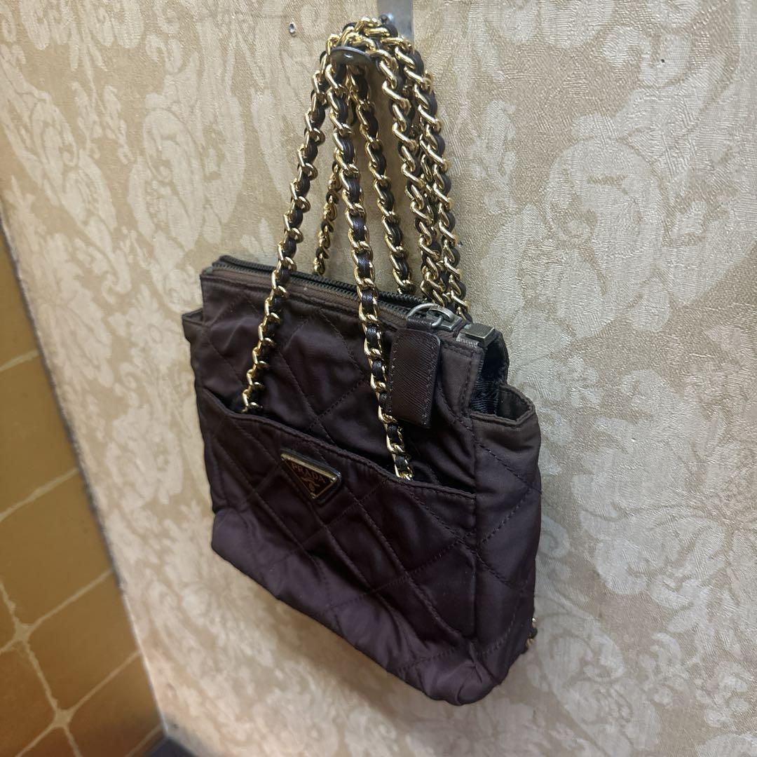 PRADA プラダ ミニ鞄三角ロゴ ナイロン チェーン ミニショルダー