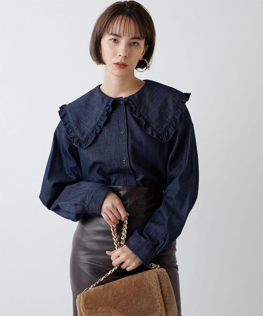 Whim Gazette DENIMフラットカラーブラウス未使用