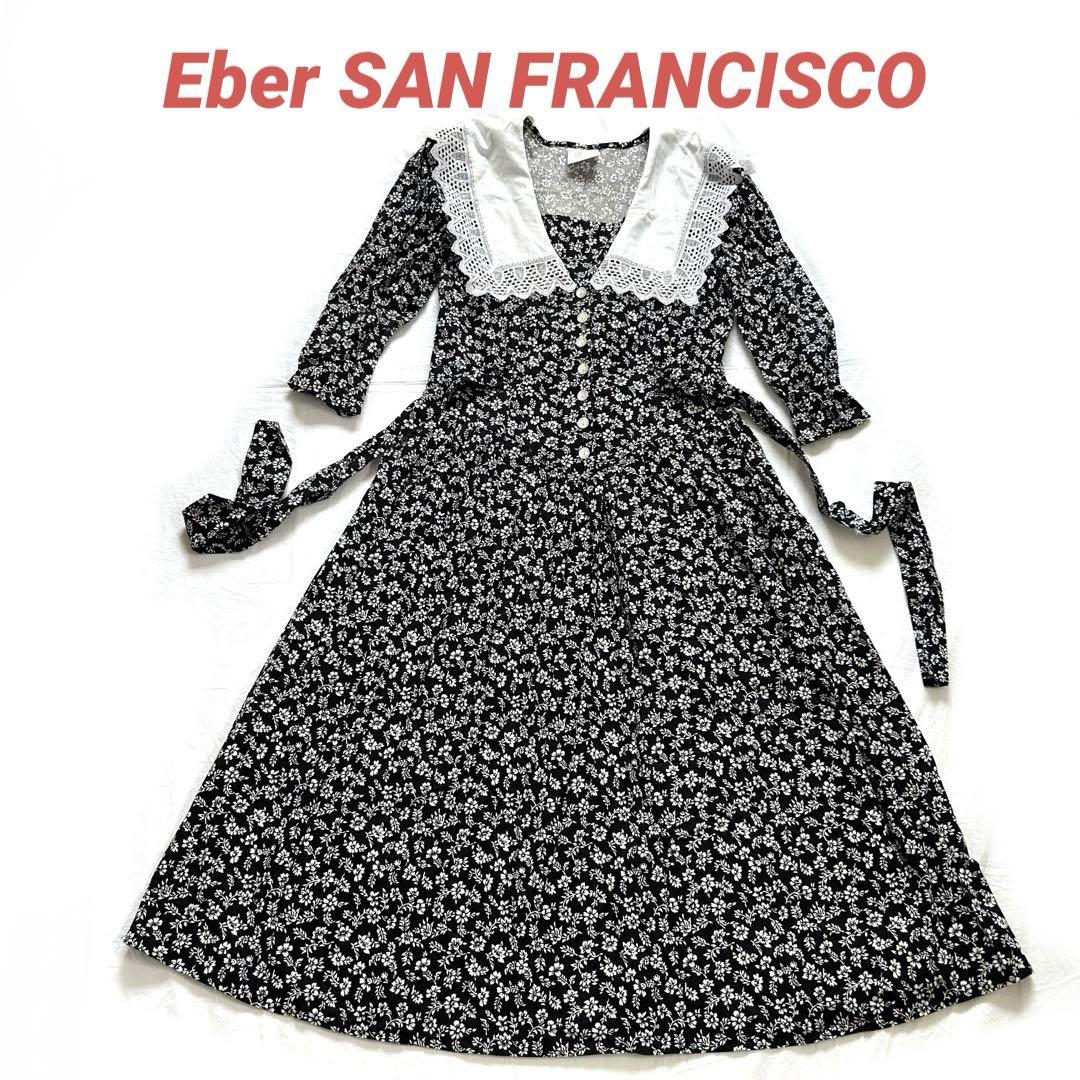 Eber SAN FRANCISCO】アメリカ製古着 花柄ワンピース レトロ