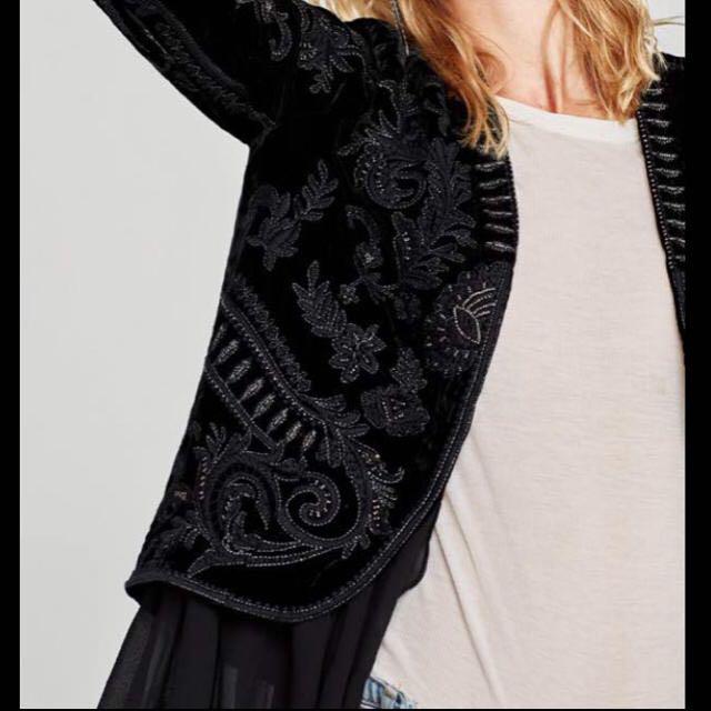 のサイズ╨ ZARA✳︎刺繍入りベルベットジャケット XS iyXrc-m74395017310 ♩のサイズ
