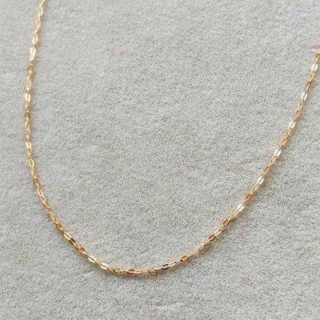 ネックレス 18K 刻印 小豆チェーン 40cm 18KYG つけっぱなしOK