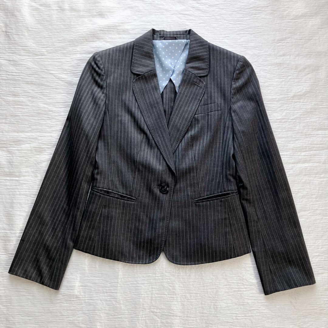 nline 佐々木希　洋服の青山　就活　スーツ3点セット　黒　7号　ストライプ