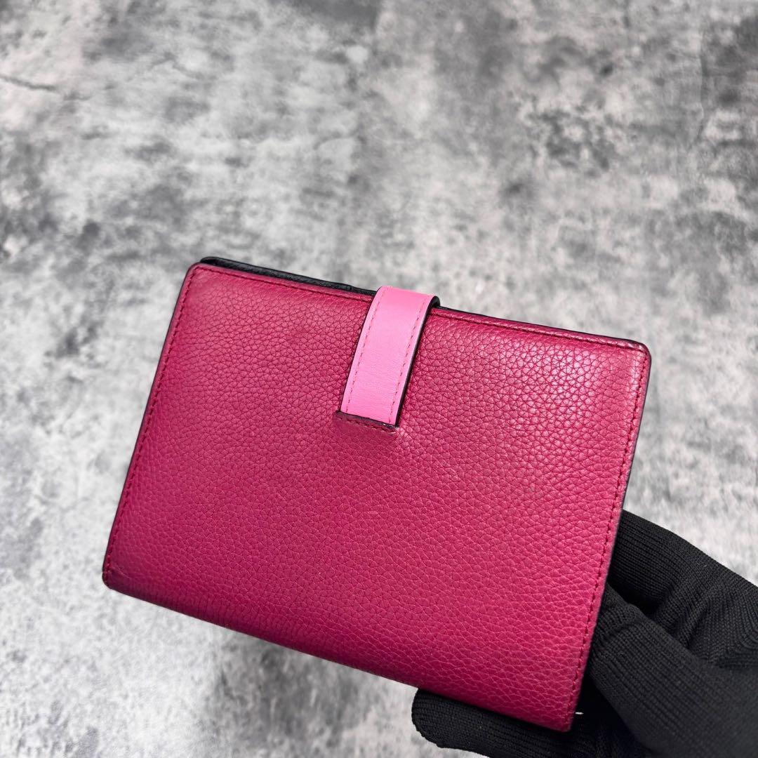 ✨️美品✨️ LOEWE アナグラム バーティカルウォレット レザー ピンク ロエベ/3つ折り財布/アナグラム バーティカル ウォレット