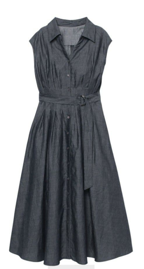 アナイ ライトデニムタックフレアワンピース34